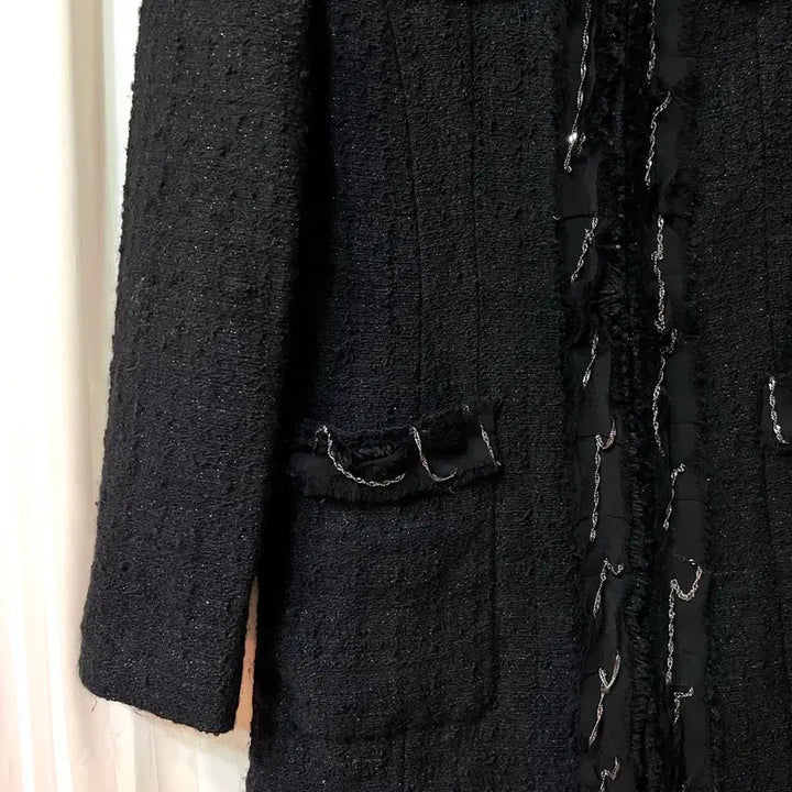 [BUNJANG] LINE Black Tweed Jacket Coat (Size 55) / LINE 블랙 트위드 자켓 코트 55 상태좋음