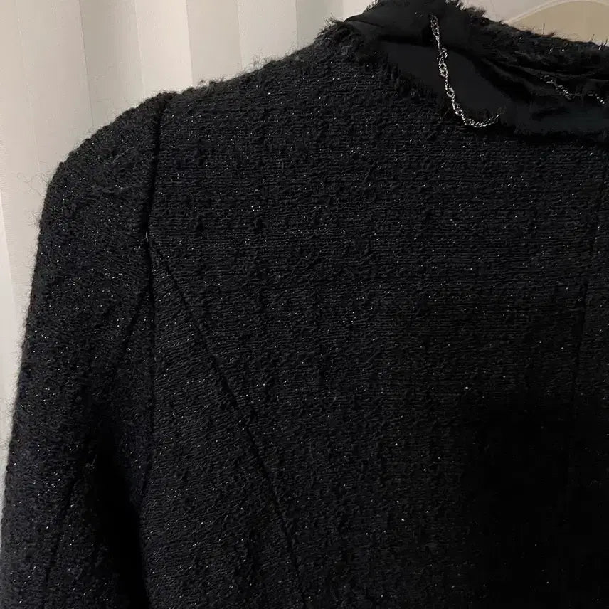 [BUNJANG] LINE Black Tweed Jacket Coat (Size 55) / LINE 블랙 트위드 자켓 코트 55 상태좋음