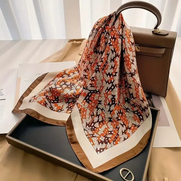 [BUNJANG] Patterned Scarf Brown/Orange / 패턴 스카프 브라운/오렌지(새상품)