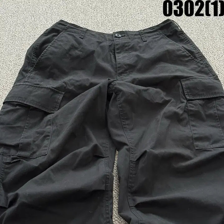 [BUNJANG] Musinsa Black Cargo Pants / 무신사 블랙 카고 바지 면바지 30