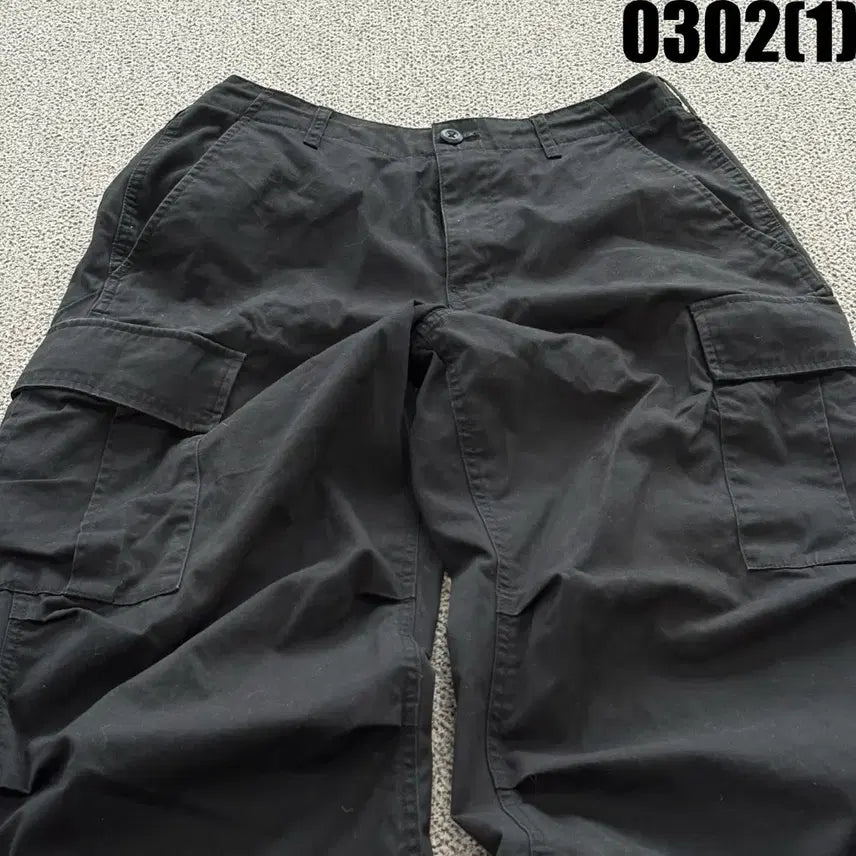 [BUNJANG] Musinsa Black Cargo Pants / 무신사 블랙 카고 바지 면바지 30