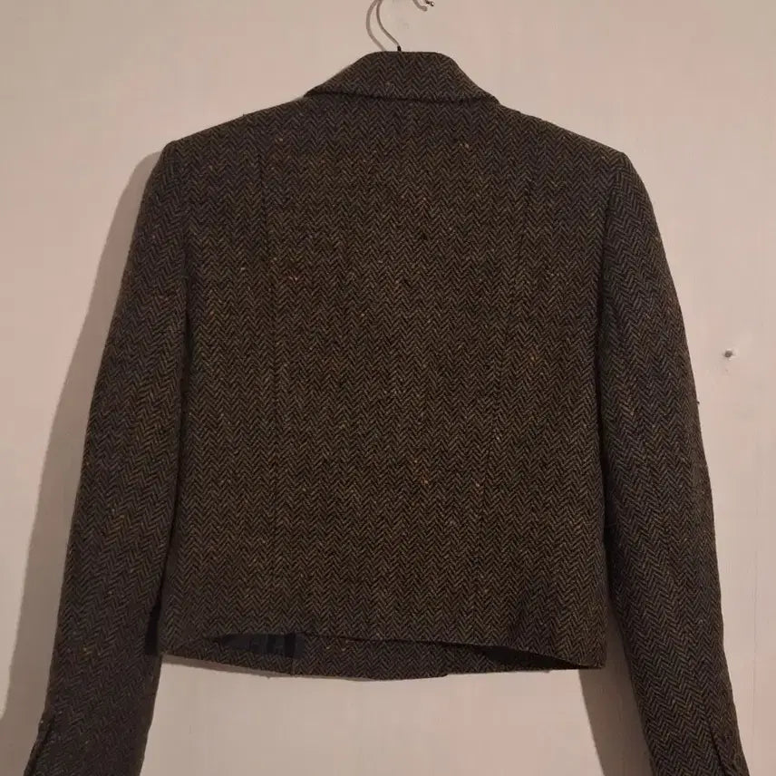 [BUNJANG] Sonia Rykiel Herringbone Pattern Double Breasted Cropped Wool Jacket / xs 44 55 소니아 리키엘 헤링본 패턴 브라운 더블 크롭 울 자켓