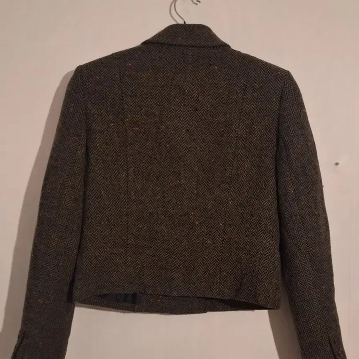 [BUNJANG] Sonia Rykiel Herringbone Pattern Double Breasted Cropped Wool Jacket / xs 44 55 소니아 리키엘 헤링본 패턴 브라운 더블 크롭 울 자켓