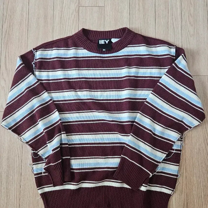 [BUNJANG] IEA Multi Stripe Knit Burgundy / [m] 이에이 멀티 스트라이프 니트 버건디
