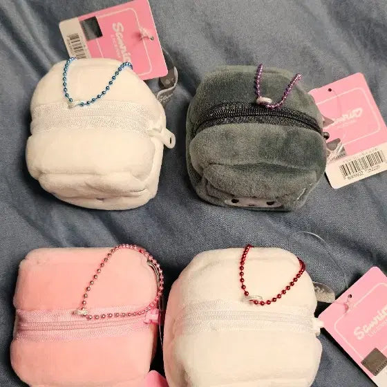 [BUNJANG] Sanrio Characters Mini Square Pouch Keyring Bundle / 산리오 캐릭터 얼굴 미니 스퀘어 파우치 키링 4종 묶음판매