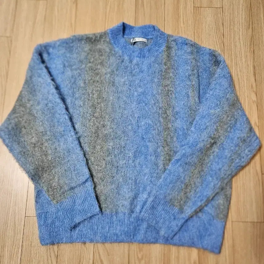 [BUNJANG] Zara Brushed Texture Knit Sweater / [m] 자라 브러싱 텍스처 니트 블루 그레이