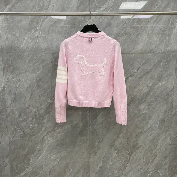[SOLD OUT] 톰브라운 여성 라운드넥 니트 강아지 울 4바 가디건