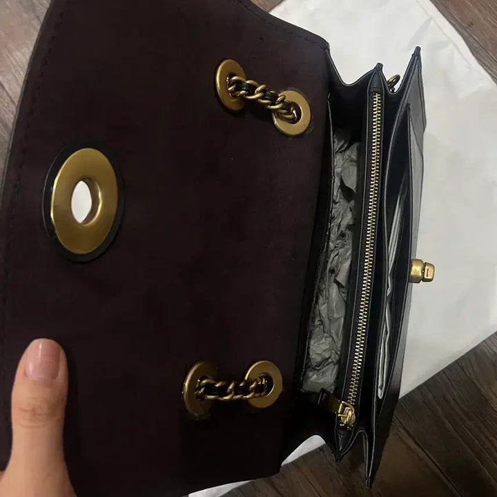 [BUNJANG] Coach Black Leather Chain Shoulder Bag / 정품) 코치 블랙 가방 레더 체인 숄더백