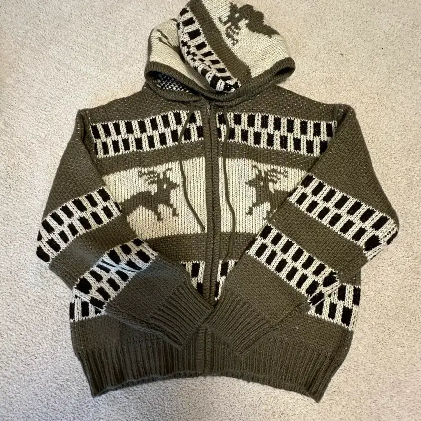 [BUNJANG] Nordic Knit Hooded Zip-up / 노르딕니트후드집업