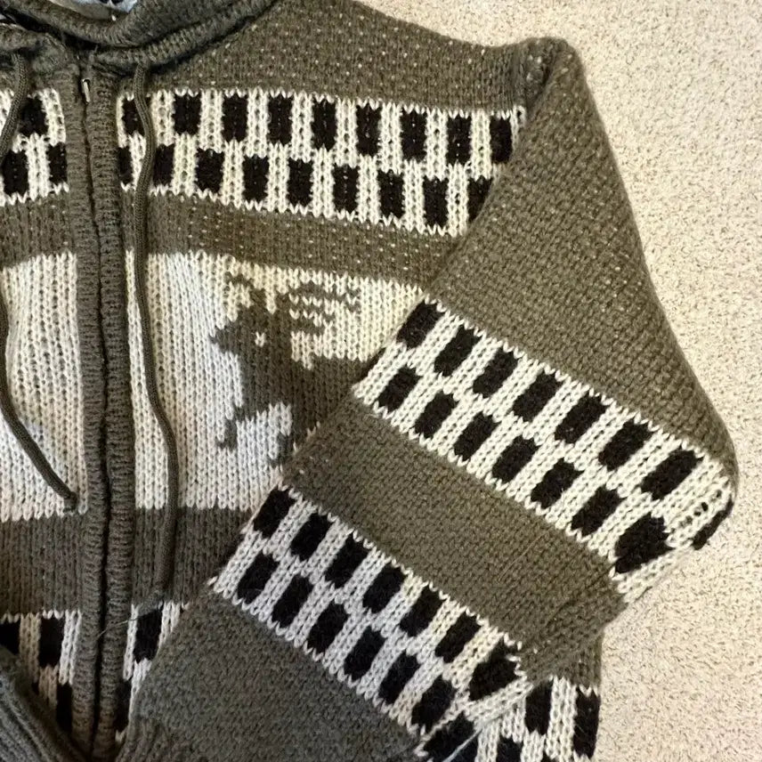 [BUNJANG] Nordic Knit Hooded Zip-up / 노르딕니트후드집업