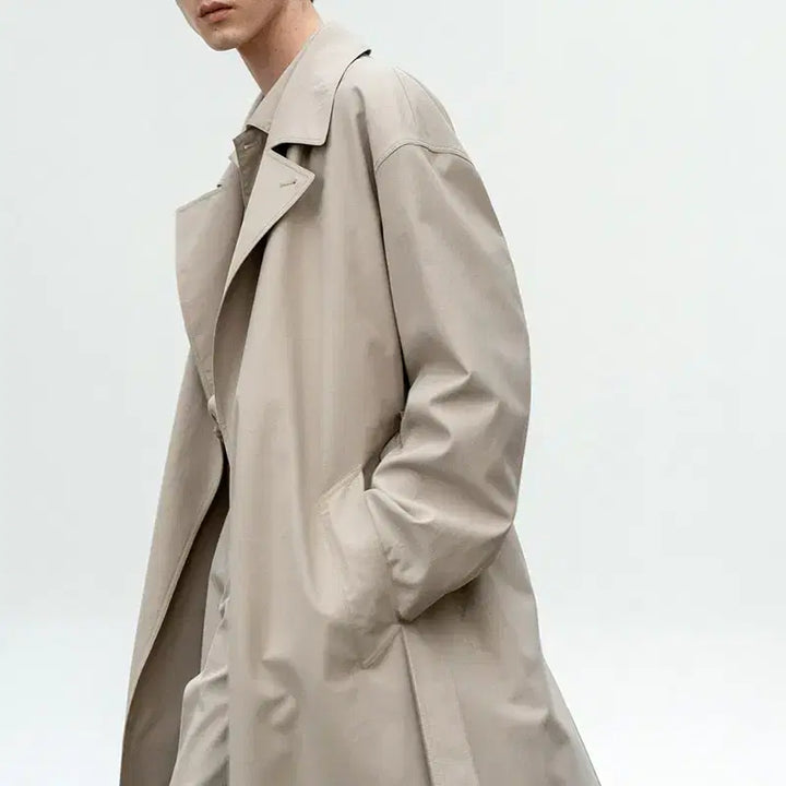 [BUNJANG] Insilence Tencel Trench Coat Beige M / 인사일런스 텐셀 트렌치 코트 베이지 M 새상품급