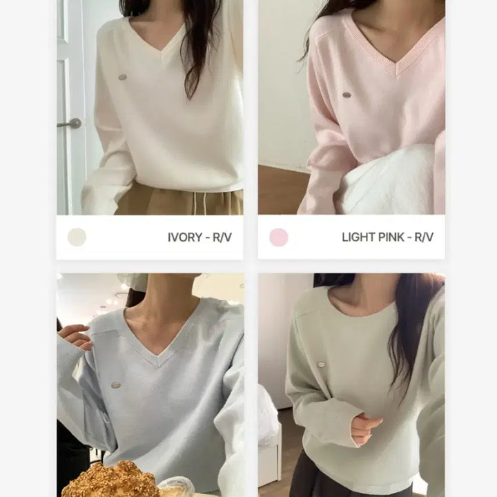 [BUNJANG] V-Neck Knit Pink Sweater / 브이넥 니트 핑크색상