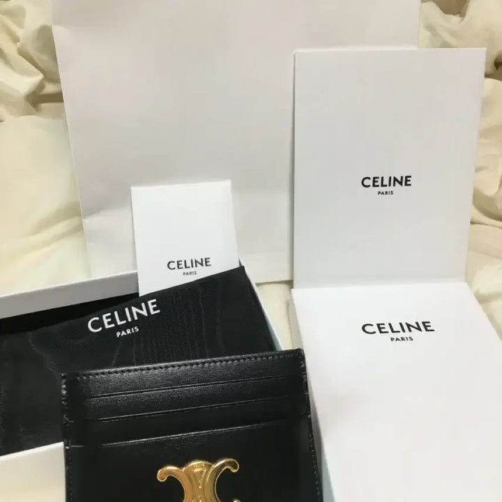 [BUNJANG] Celine Triomphe Card Holder Black / 셀린느 트리옹프 카드지갑 카드홀더 블랙 금장