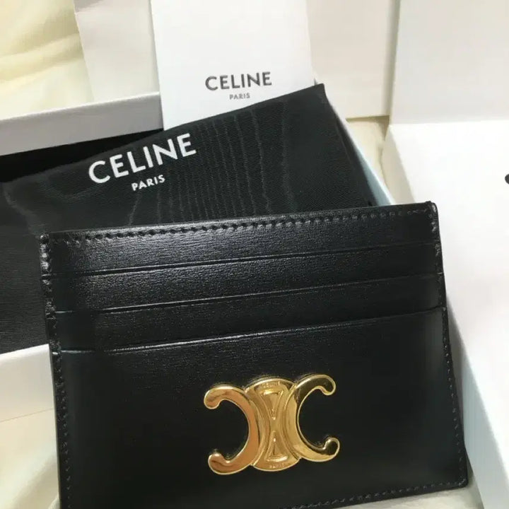 [BUNJANG] Celine Triomphe Card Holder Black / 셀린느 트리옹프 카드지갑 카드홀더 블랙 금장