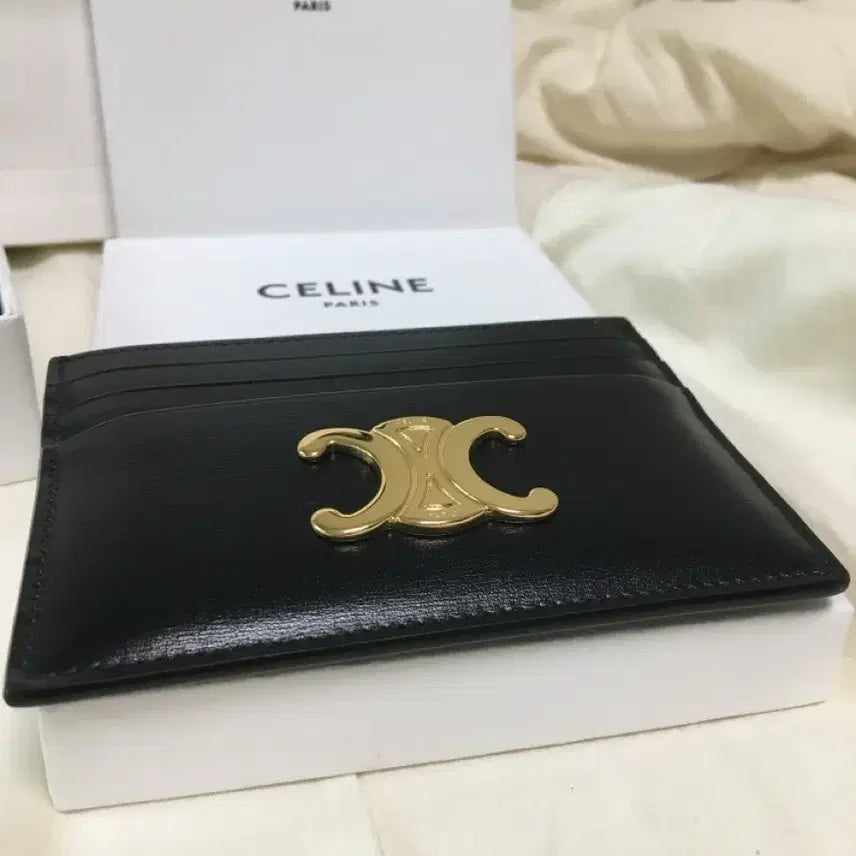 [BUNJANG] Celine Triomphe Card Holder Black / 셀린느 트리옹프 카드지갑 카드홀더 블랙 금장