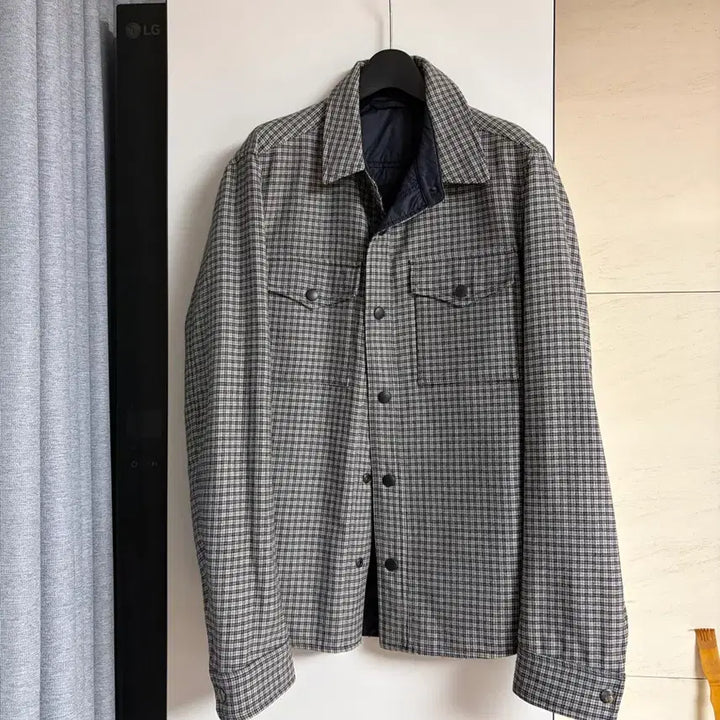 [BUNJANG] RVR Lardini Reversible Checkered Padded Jacket / RVR 라르디니 셔츠형 패딩 자켓 46