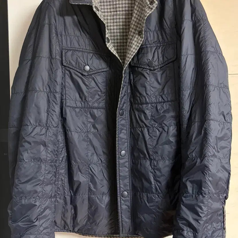 [BUNJANG] RVR Lardini Reversible Checkered Padded Jacket / RVR 라르디니 셔츠형 패딩 자켓 46