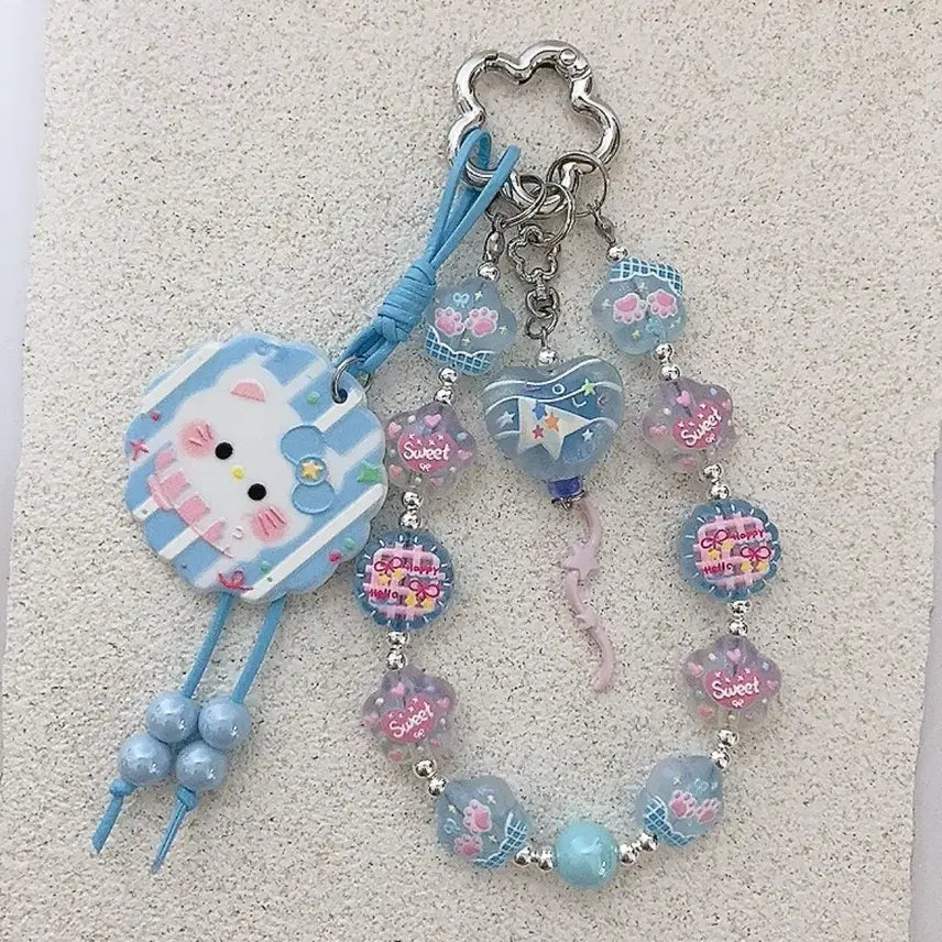 [BUNJANG] Kitty Pendant Keyring / 투명 비즈 키티 펜던트 키링