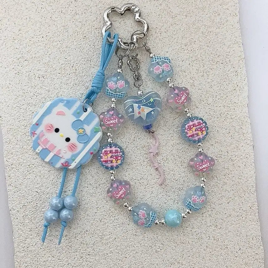 [BUNJANG] Kitty Pendant Keyring / 투명 비즈 키티 펜던트 키링