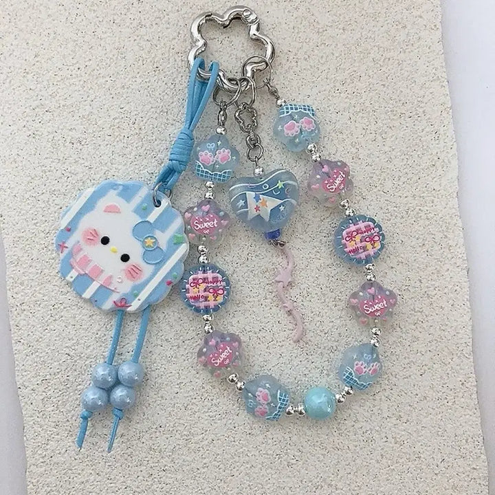 [BUNJANG] Kitty Pendant Keyring / 투명 비즈 키티 펜던트 키링