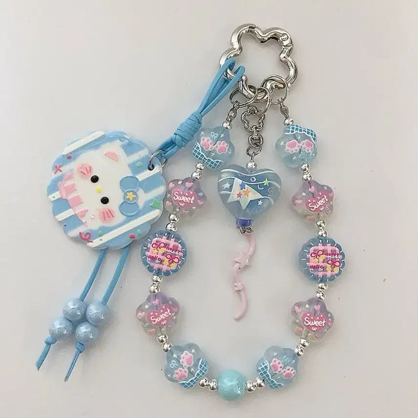 [BUNJANG] Kitty Pendant Keyring / 투명 비즈 키티 펜던트 키링