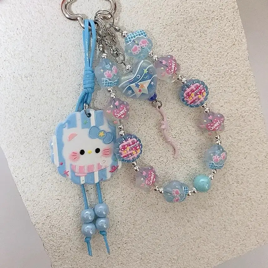 [BUNJANG] Kitty Pendant Keyring / 투명 비즈 키티 펜던트 키링