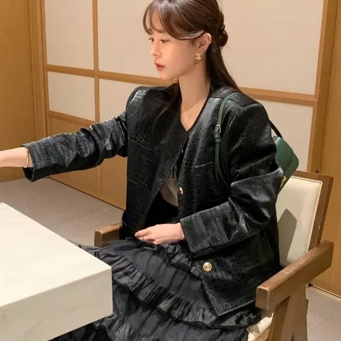 [BUNJANG] Bicini Crocodile Pattern Jacket / 바이씨니 악어자켓