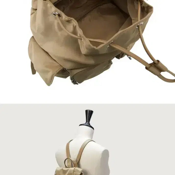 [BUNJANG] Vunque Hei Double Pocket Backpack Beige / 분크 헤이 더블 포켓 백팩 베이지