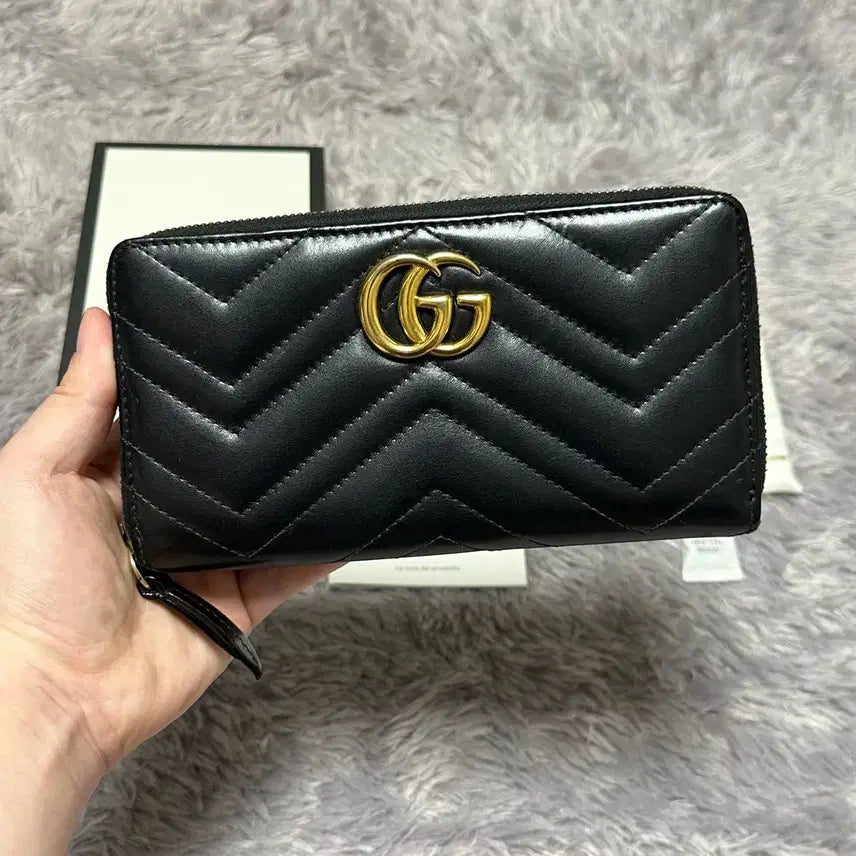 [BUNJANG] Gucci GG Marmont Matelasse Long Wallet Black / [풀구성] 구찌 GG 마몬트 마틀라세 장지갑 블랙