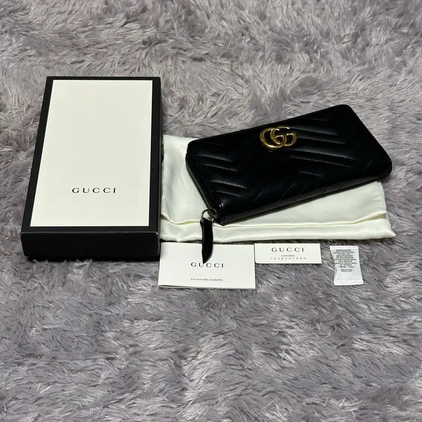 [BUNJANG] Gucci GG Marmont Matelasse Long Wallet Black / [풀구성] 구찌 GG 마몬트 마틀라세 장지갑 블랙