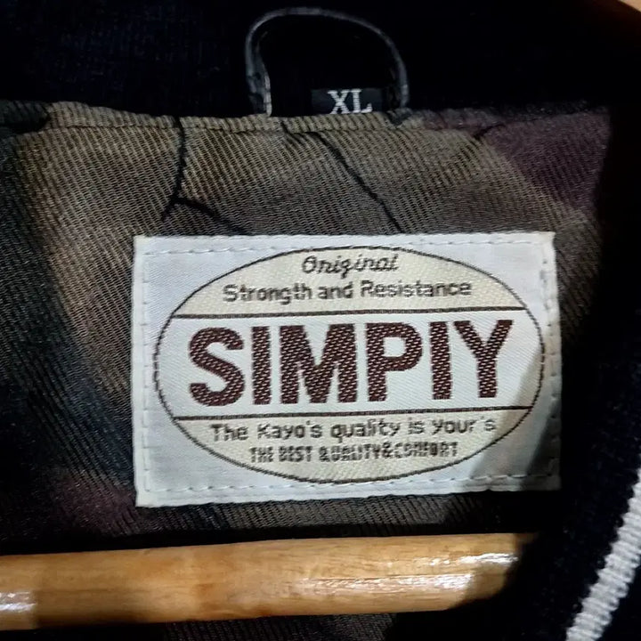[BUNJANG] Simpiy Minimal Leather Varsity Jacket / Simpiy 미니멀 가죽 바시티 자켓