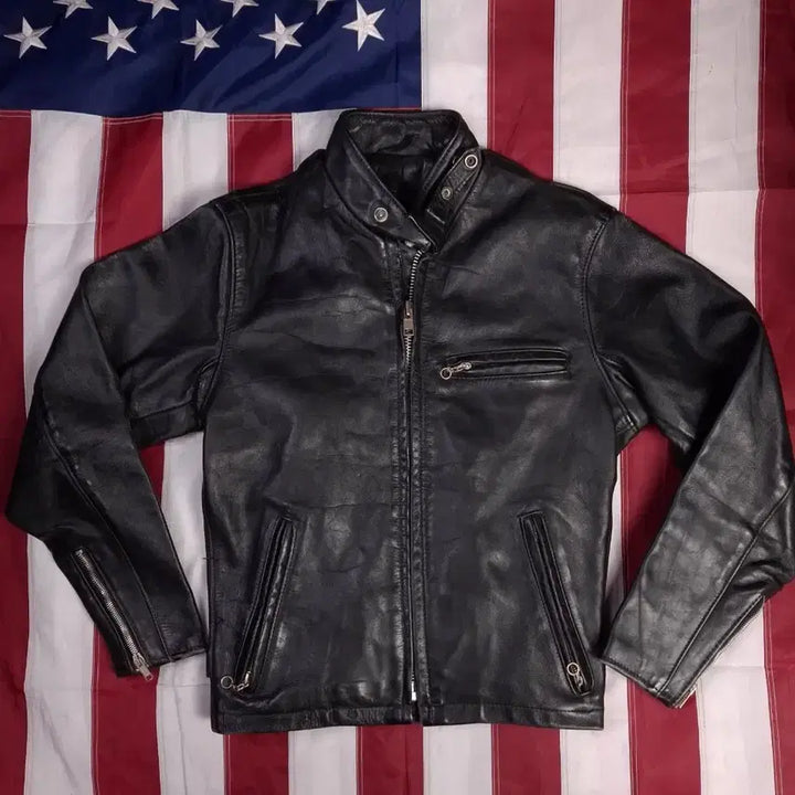 [BUNJANG] Original US Made Real Leather Single Rider Jacket Vest Full Set / 오리지날 미국제조 쇼트 리얼레더 싱글 라이더 자켓 베스트 풀셋트