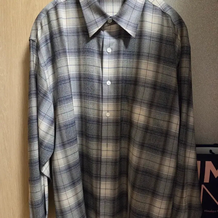 [BUNJANG] AURALEE 23AW Check Shirt Purple Grey / AURALEE 오라리 체크 셔츠 23aw 퍼플그레이
