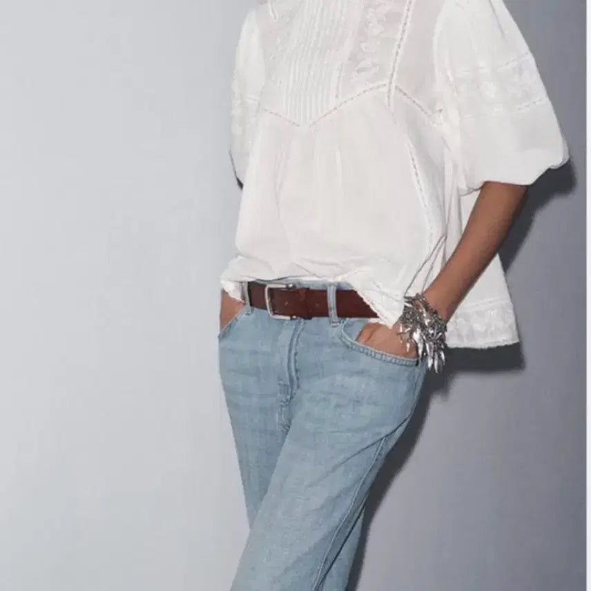 [BUNJANG] Zara Romantic Blouse White S / 자라 로맨틱 블라우스 화이트 S 새상품