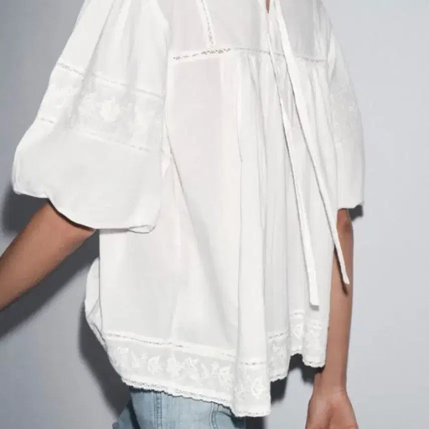 [BUNJANG] Zara Romantic Blouse White S / 자라 로맨틱 블라우스 화이트 S 새상품