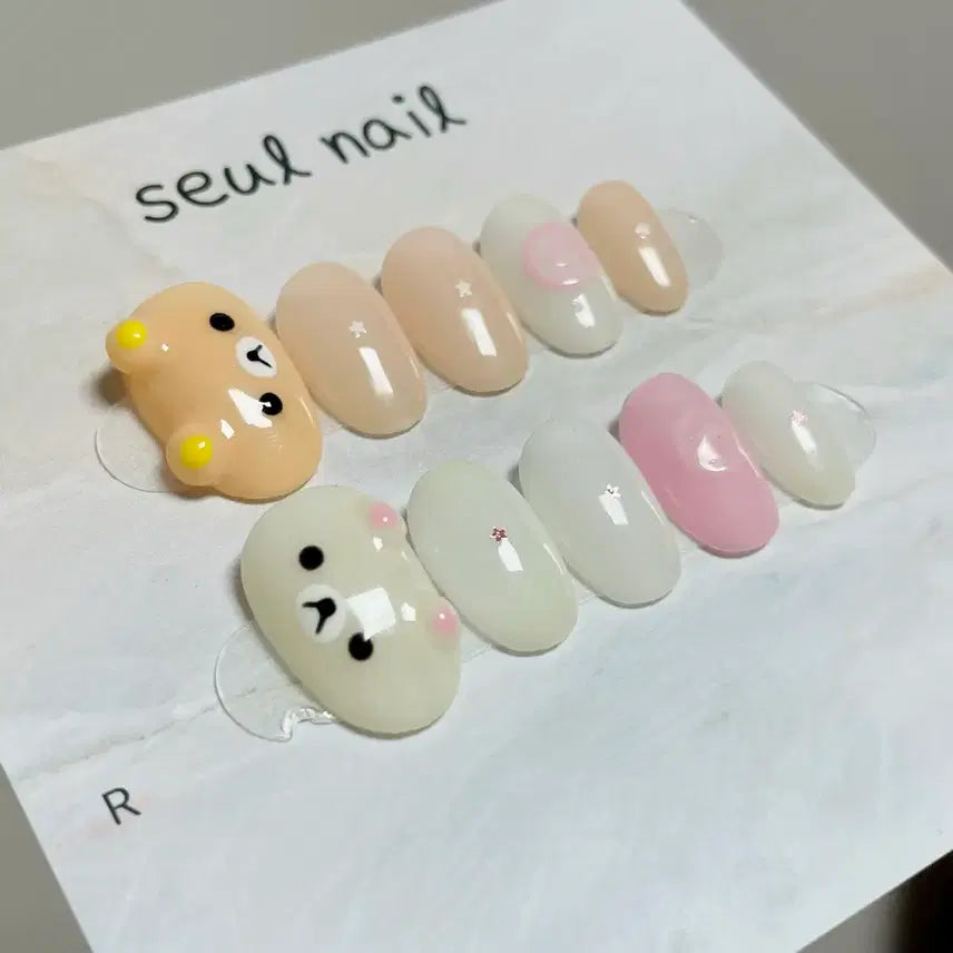 [BUNJANG] Rilakkuma Custom Handmade Nail Tips / 가로 리락쿠마 키치 수제네일팁