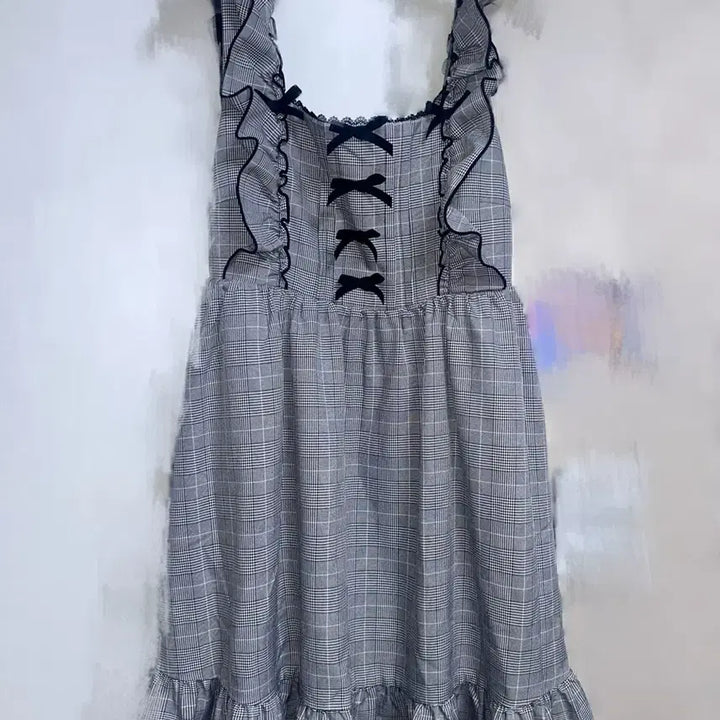 [BUNJANG] Dimarub Check Ribbon Dress Size LL / 디마럽 체크 리본 원피스 LL사이즈