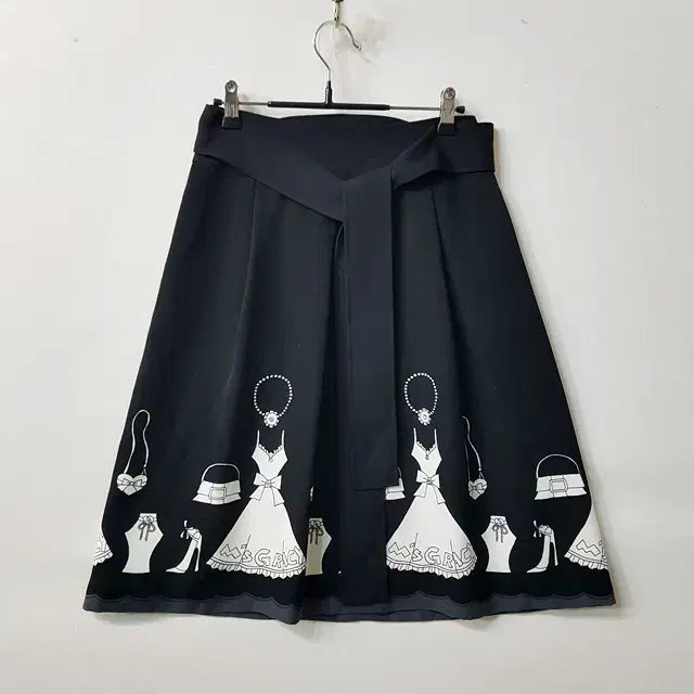 [BUNJANG] Black Print Skirt / 블랙 프린트 스커트