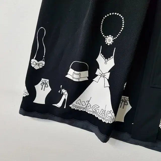 [BUNJANG] Black Print Skirt / 블랙 프린트 스커트