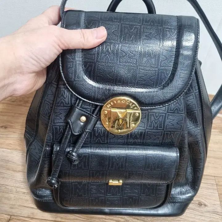 [BUNJANG] Metrocity Patterned Backpack / 메트로시티 블랙 패턴 백팩 가방