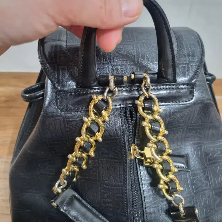 [BUNJANG] Metrocity Patterned Backpack / 메트로시티 블랙 패턴 백팩 가방