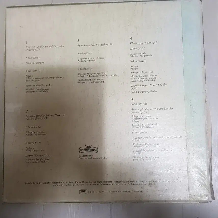 [BUNJANG] Brahms 5LP Vinyl Set / 브람스 5lp 클래식엘피 바이닐vinyl 교향곡 첼로소나타 피아노협주곡