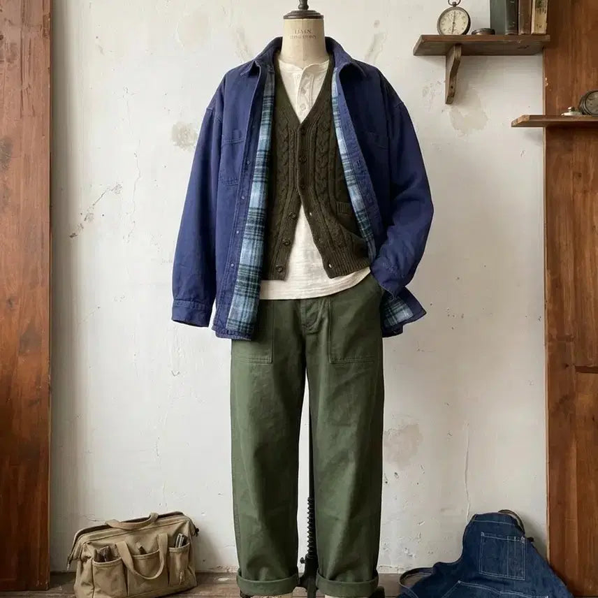 [BUNJANG] Navy Work Shirt Jacket / 네이비 워크 셔츠 자켓