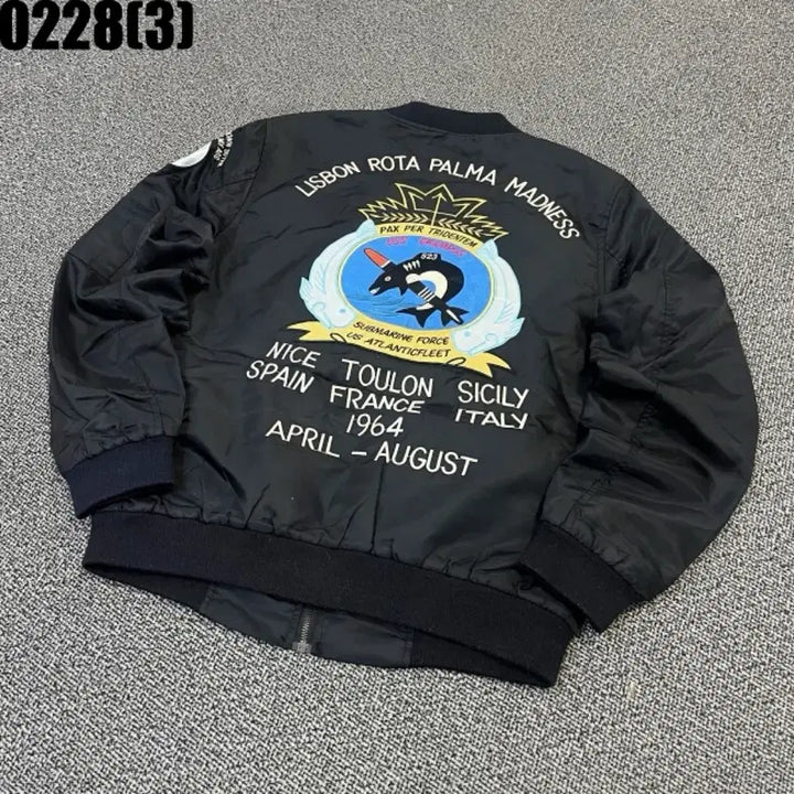 [BUNJANG] M.D.Marines Patch Black Bomber Jacket / 블랙 항공 점퍼 M.D.Marines 패치 l 0228