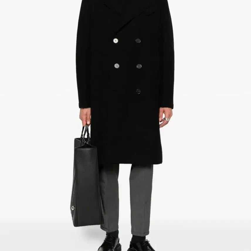 [BUNJANG] Harris Wharf London Double Coat Black (Unworn) / [46] 해리스 워프 런던 더블 코트 블랙 95 오버핏