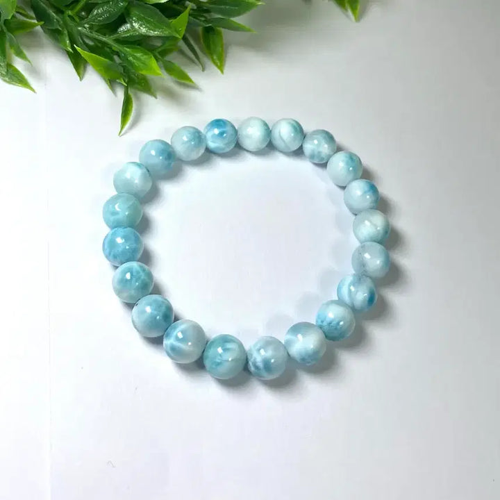 [BUNJANG] Natural Dominican Larimar Gemstone Bracelet / 천연 도미니카 라리마 원석 팔찌 소장품