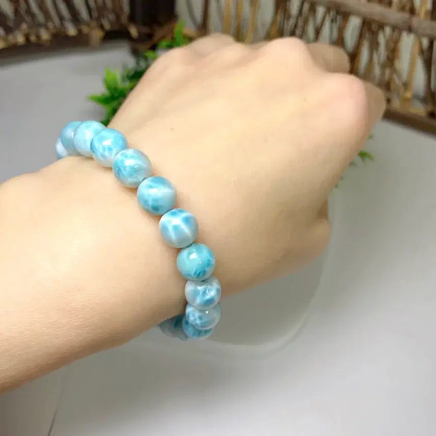 [BUNJANG] Natural Dominican Larimar Gemstone Bracelet / 천연 도미니카 라리마 원석 팔찌 소장품