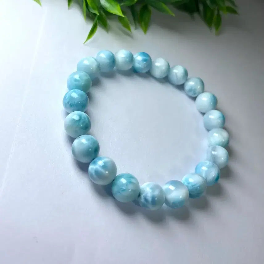 [BUNJANG] Natural Dominican Larimar Gemstone Bracelet / 천연 도미니카 라리마 원석 팔찌 소장품