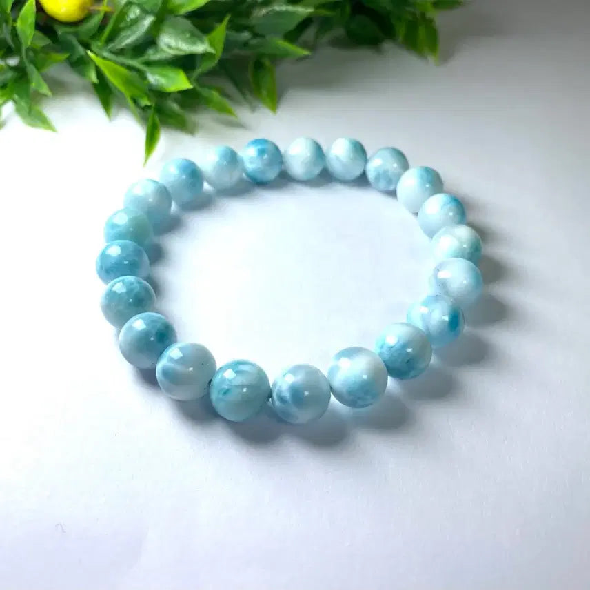 [BUNJANG] Natural Dominican Larimar Gemstone Bracelet / 천연 도미니카 라리마 원석 팔찌 소장품