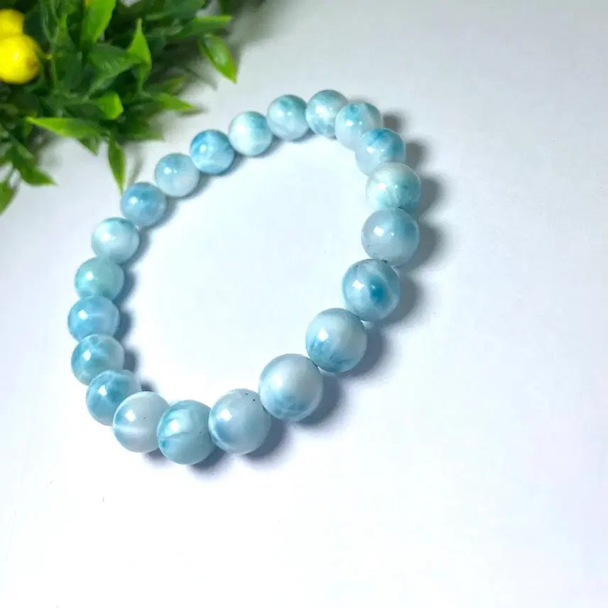 [BUNJANG] Natural Dominican Larimar Gemstone Bracelet / 천연 도미니카 라리마 원석 팔찌 소장품